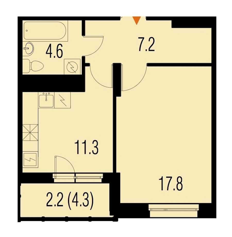 Однокомнатная квартира в : площадь 43 м2 , этаж: 21 – купить в Санкт-Петербурге